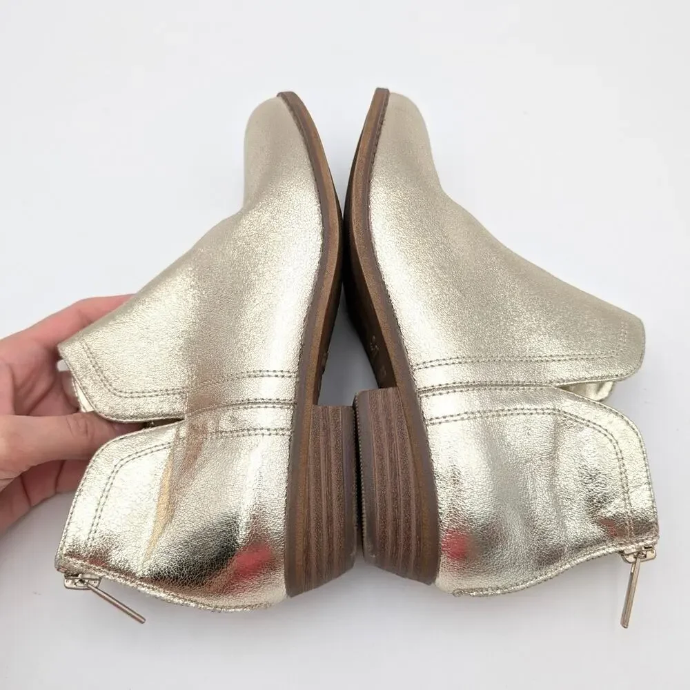 Nina Olympia Ankle Bootie Back Zip Girl's Light Gold Crackle Size US3M EU34
